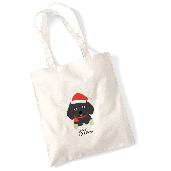 tote-bag-chien-noel-caniche-noir