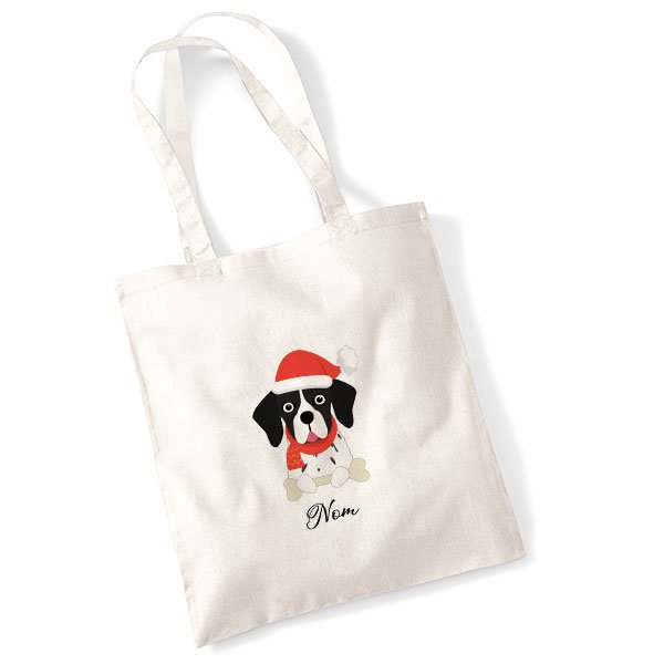 tote-bag-chien-noel-pointer-anglais-noir-et-blanc