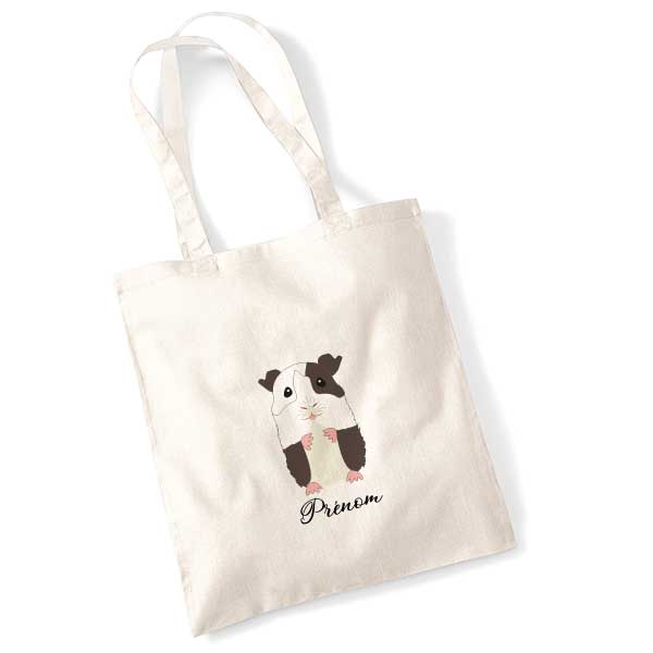 tote-bag-personnalise-cochon-d'inde-noir-blanc