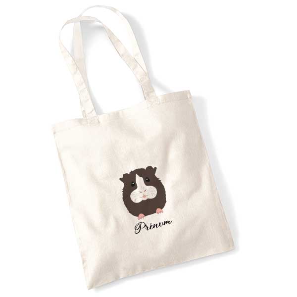 tote-bag-personnalise-cochon-d'inde-noir
