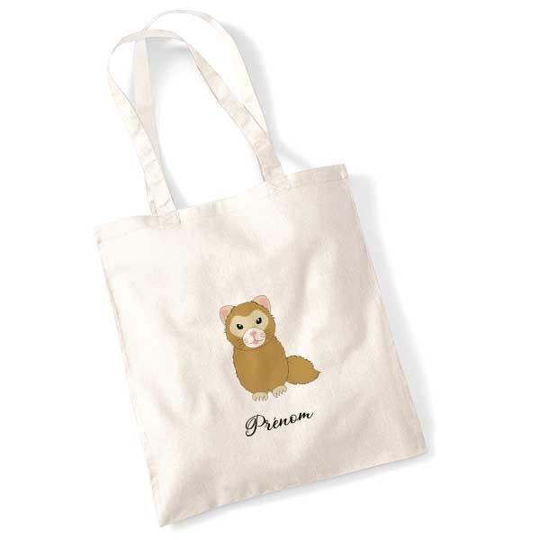 tote-bag-personnalise-furet-creme