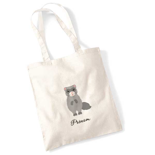 tote-bag-personnalise-furet-gris
