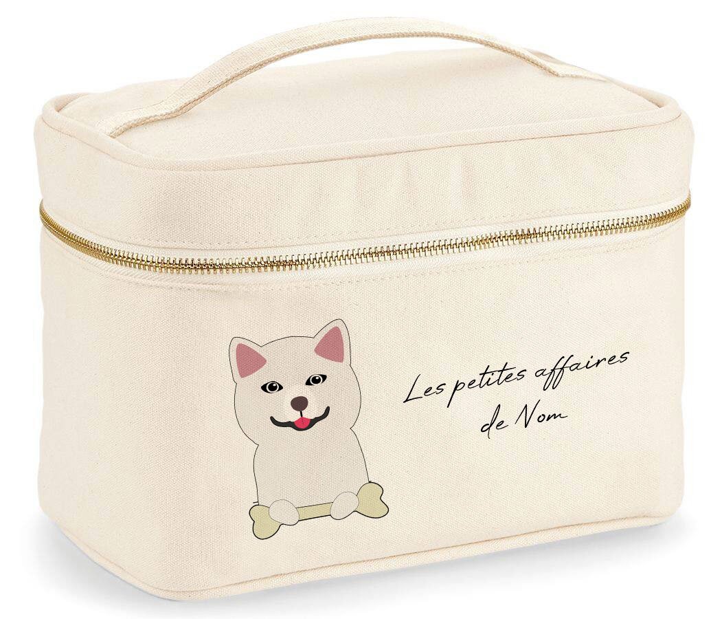 trousse-VANITY-chien-akita-inu-blanc