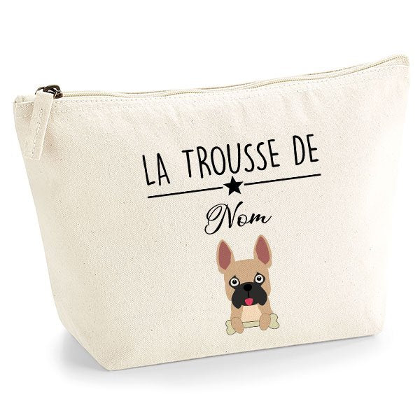 trousse-chien-personnalisé-bouledogue-francais-marron