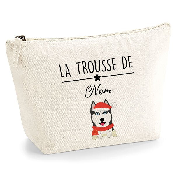 trousse-chien-noel-husky-noir-et-blanc