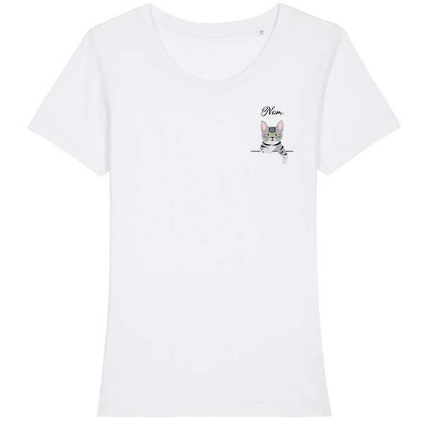 Tee Shirt Femme Premium T-Shirt Chat Personnalisable avec le texte de votre choix Coupe Ajustée 