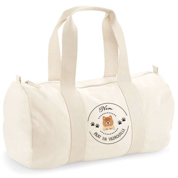 Sac polochon chien à personnaliser Coton Bio Le Monde de Nicky