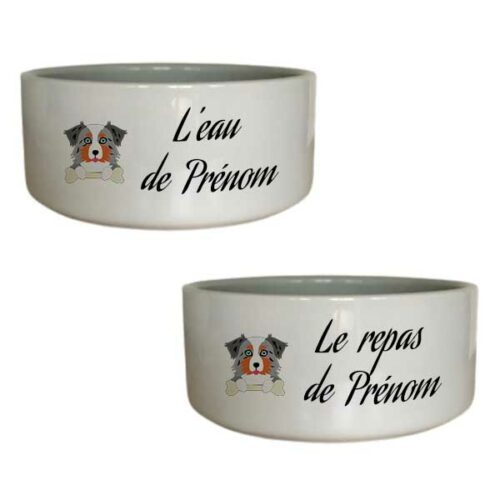 lot de gamelles chien berger australien bleu merle