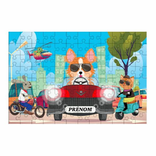 Puzzle chien Voiture